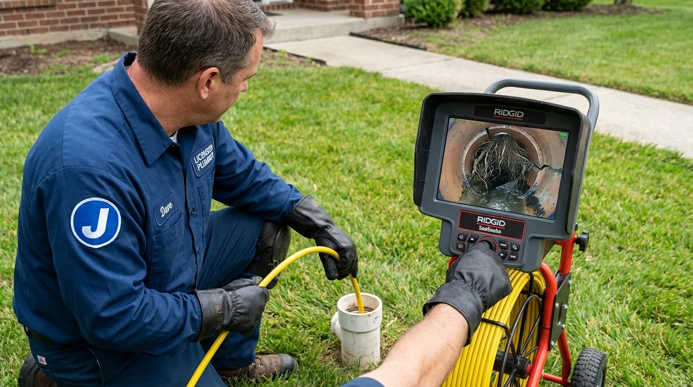 Sewer camera inspection being performed by Johns Plumbing LLC in Jackpot