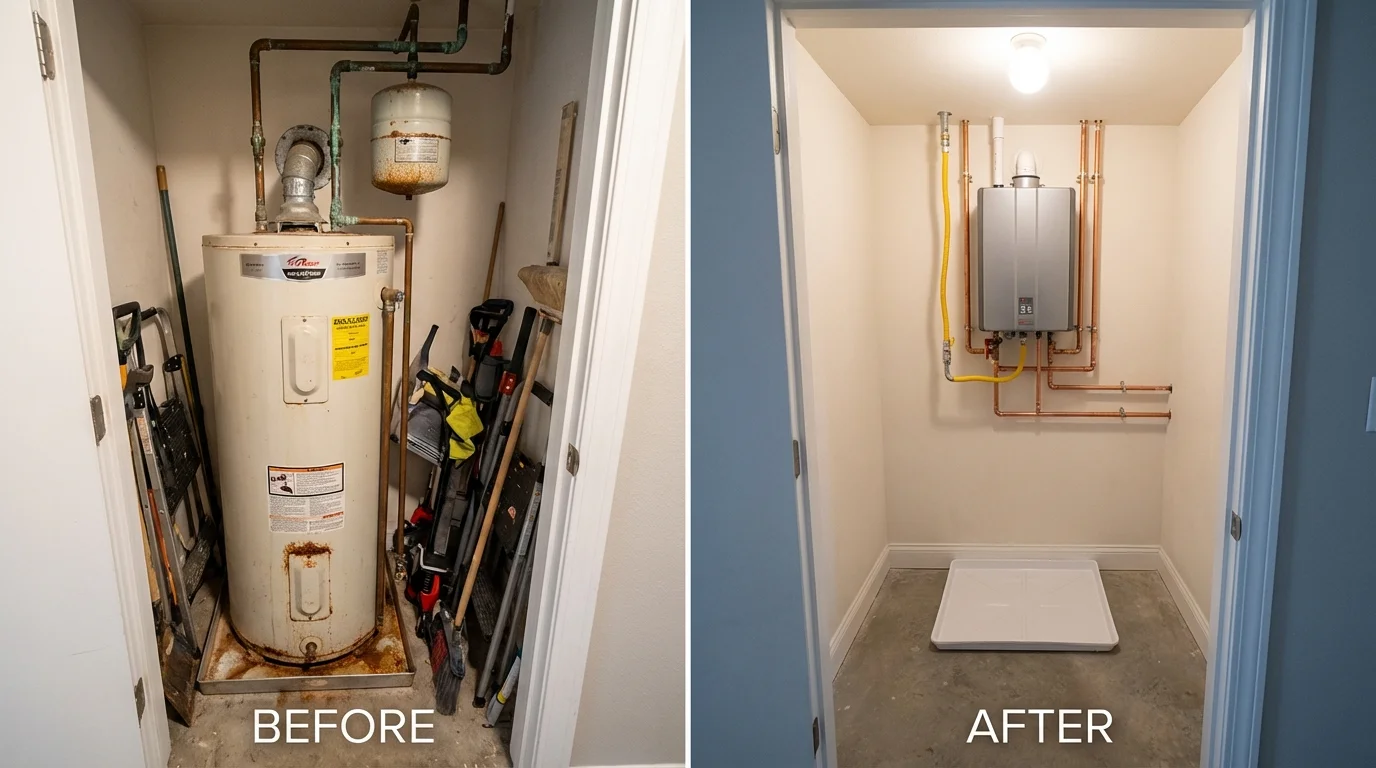 Tank water heater versus wall-mounted tankless unit comparison for Jackpot, NV homeowners
